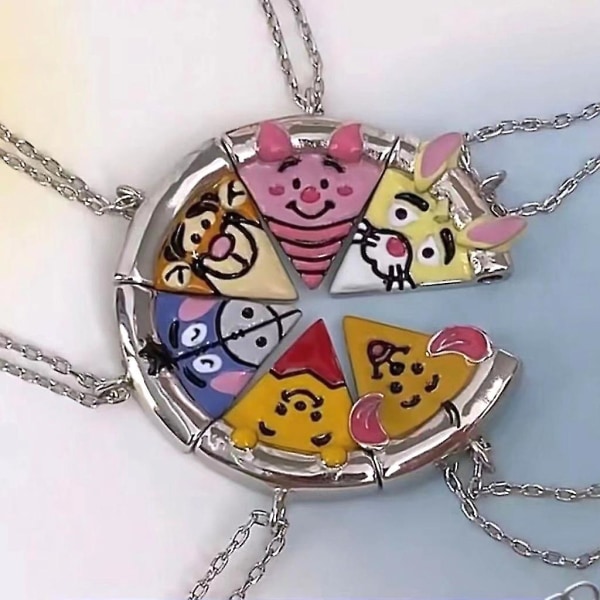 6-osaiset Animal Charm Magnet -kaulakorut Besties Magnet Attract Pizza Riipus