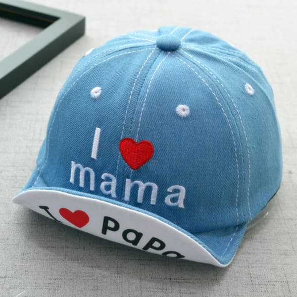 Brodert baseballcaps lyseblå myk brem sommer solhatt for gutter utendørs solbeskyttelse