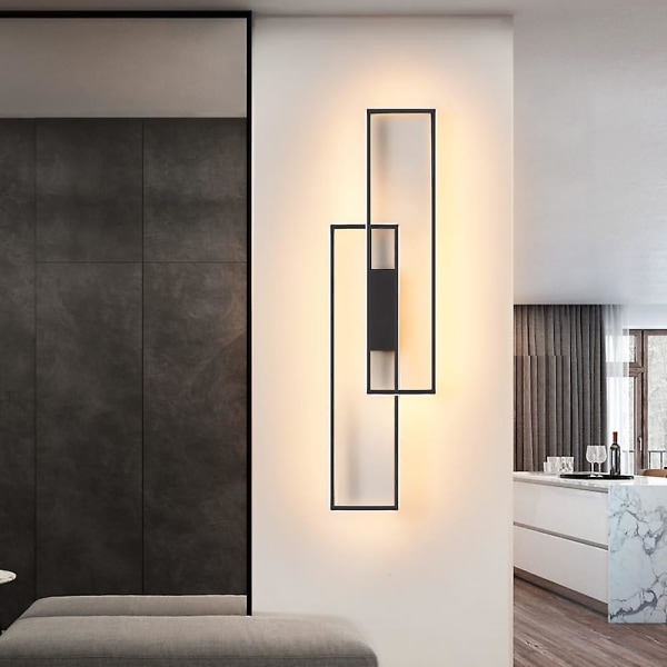 LED Vägglampor Inomhus Svart Rektangulär Dubbel Metallbelysning