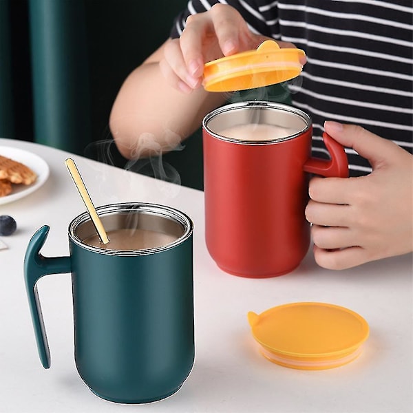 550ml Kop Stor Kapacitet 304 Rustfrit Stål Kande Med Låg Kaffe Mælk Kop Te Kaffe Kande Gave (Blå)