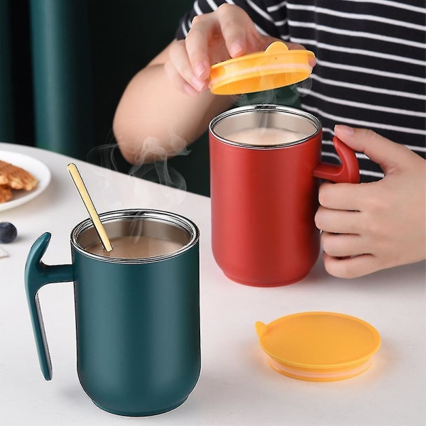 550ml Mugg med Stort Utrymme 304 Rostfritt Stål med Lock Kaffe Mjölkkopp Te Kaffe Mugg Present (blå)