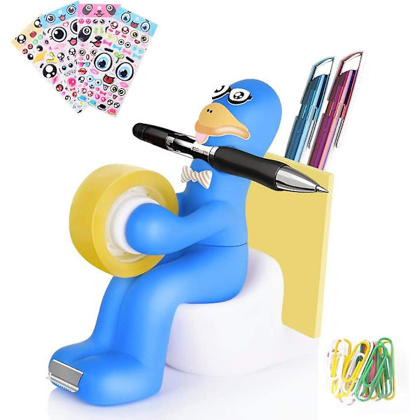 Skrivebordsstationær Forsyning Med Tape Dispenser, Papirclips, Sticky Notes, Stickers, Quirky Desk Neatly