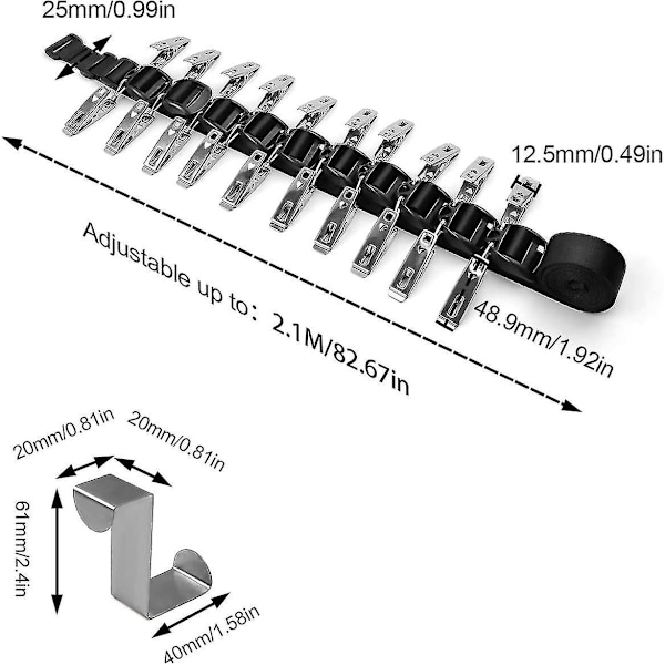 Säädettävä Hattuhylly Oviripustin 20 Klipsiä 210cm Säilytys