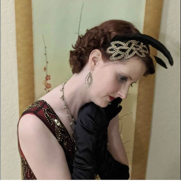 Hiuspanta 1920-luvun Gatsby Leaf -helmillä koristeltu naisten hiustarvike