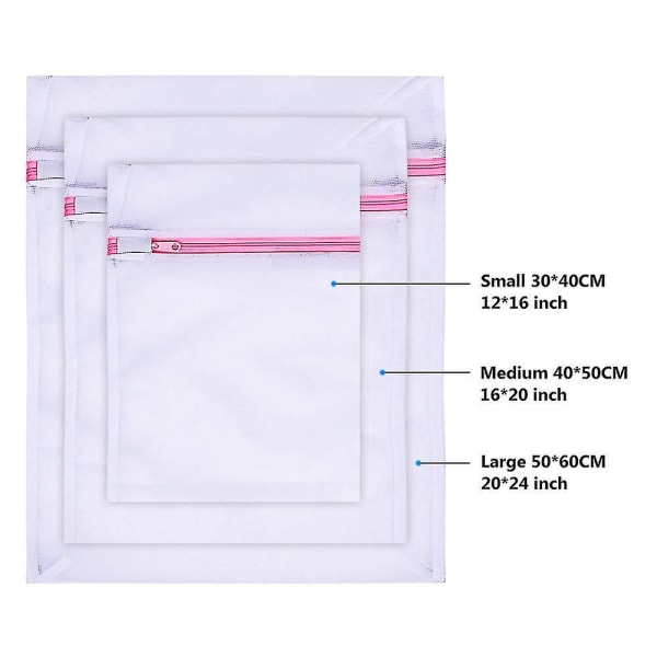 Vaskerinettposer for tøy - 5 pakke (1xl+2l+2m) Gjenbruk, kraftig vaskemaskinpose for bluse,