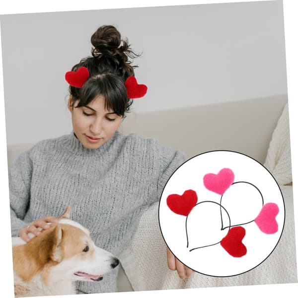 2 stk. Valentinsdag Hjertefjær Antennehårbånd, Røde Magenta Hårtilbehør