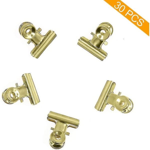 Små Bulldog Pappersklämmor, Coideal 30-pack 1 tum Metall Binder Bulldog Gångjärnsklämmor Fil Papperspengar