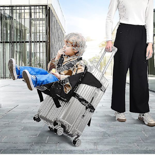 Resestol, åkbar resväska för barn, handbagage med stol, hopfällbar resebarnstol, bärsele för handbagage