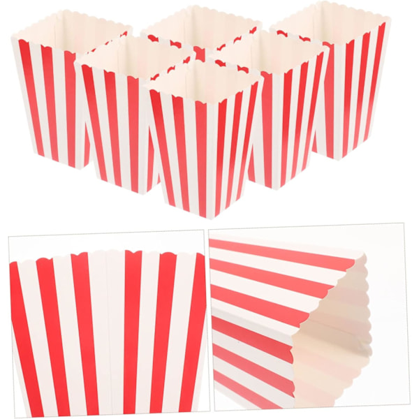 24 st Färgglada Popcornhinkar Kvällar Klassiska Randiga Popcornlådor