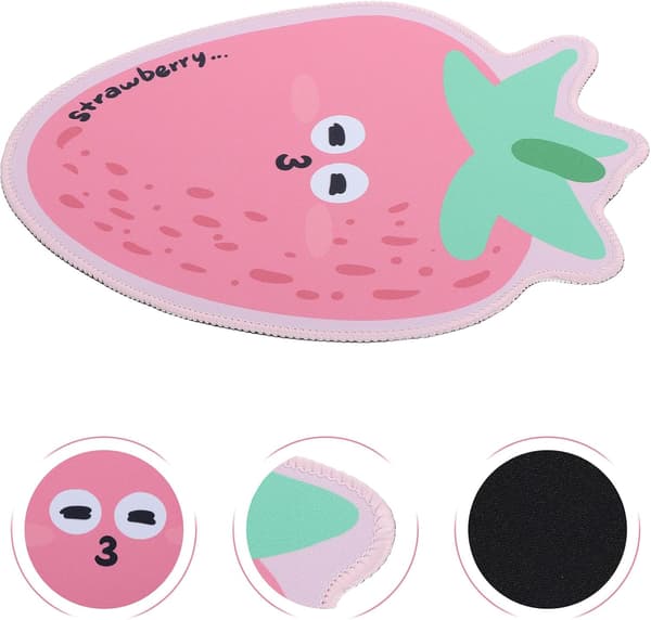 Fruktmusematte Jordbærform Kawaii Søt Sklisikker Datamaskin Skrivebordsmatte for Kontor Hjem Arbeidsplass