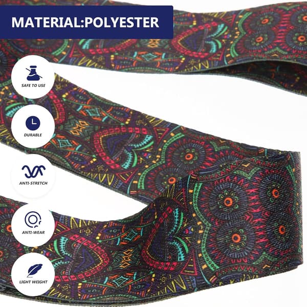 Banjo-stropp med blomstermønster, justerbar gitarstropp i polyestermateriale