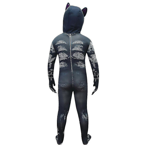 Skummel Katt Kostyme Bodysuit Jumpsuit Hodeplagg Sett Barn Fancy Up Antrekk 4-5 Years