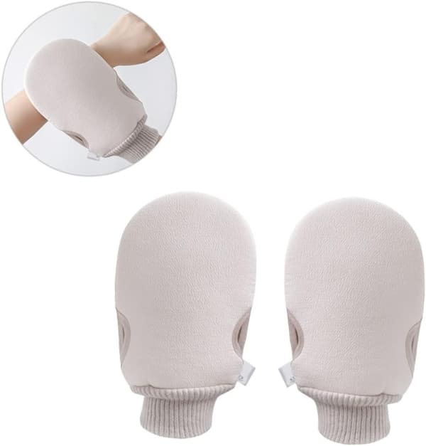 Exfolierande duschhandskar 2-pack Beige Ryggmassagehandske Kroppsskrubbvantar