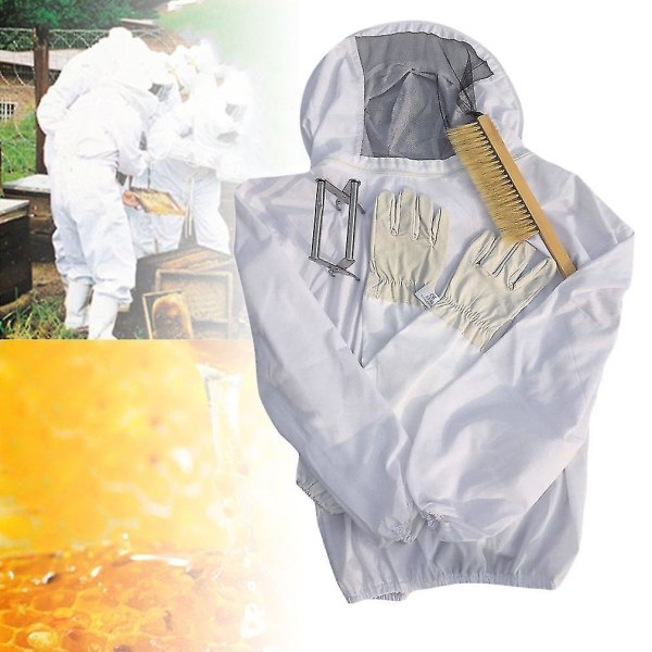 4 kpl Beekeeping Suit Tool Jacket Brush Lifter Gloves