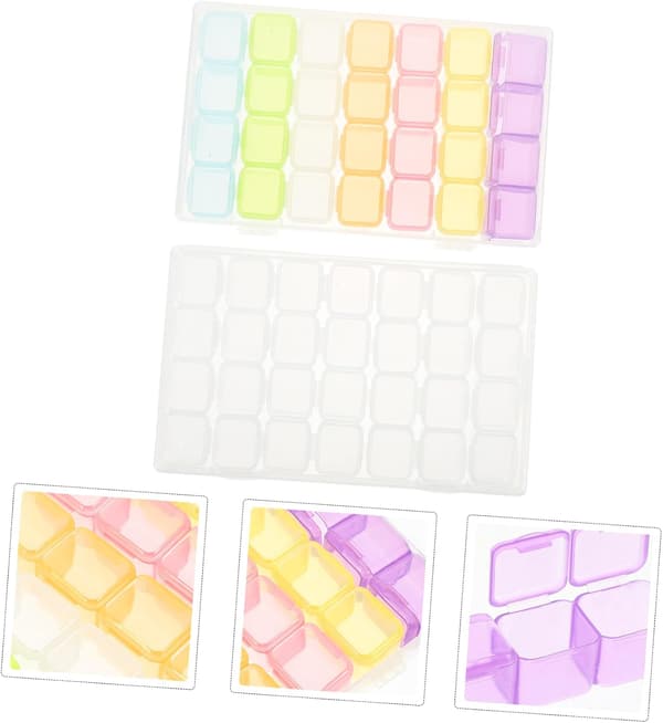 2 sæt Mini Nail Art Opbevaringsboks Rhinestone og Diamant Organizer Rum