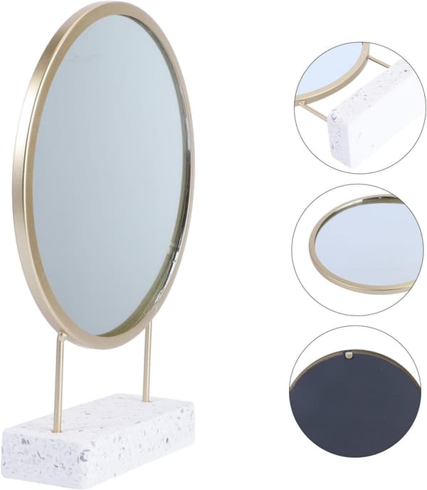 LED Makeup Spejl med Stativ, Belyst Kosmetisk Spejl til Bordplade til Kvinder