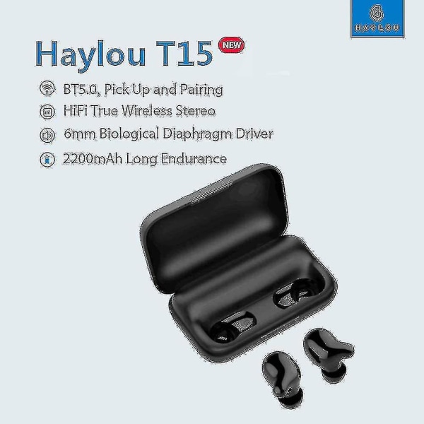 Haylou T15 - trådløse ørepropper (svarte)