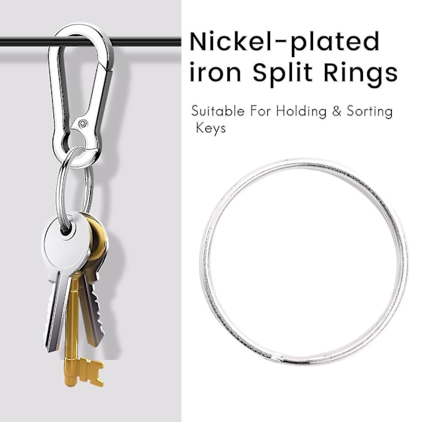 100 stk 50 mm nøkkelring splittringsett Heavy Duty nøkkeløkke fjærbelastet ring