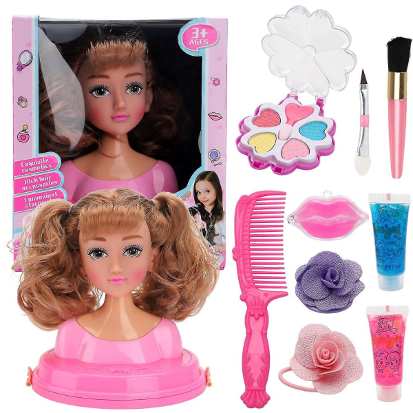 Børn Dukke Dukkedragt Hovedform Makeup Kam Hovedbeklædning Legetøj Foregive at lege Prinsesse Kostume Legetøj