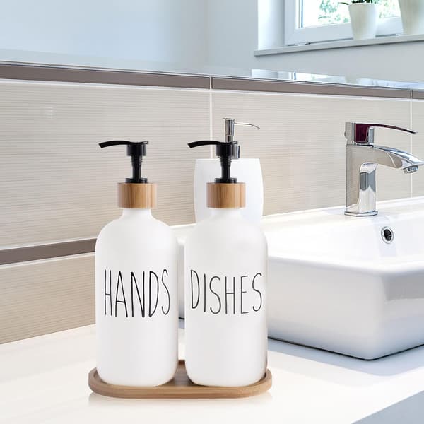2 stk. genopfyldelig håndsæbedispenser shampoodispenser 500 ml glas
