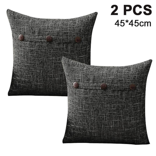 Set Of 2 Decorative Linen Throw Pillow Covers Cushion Case