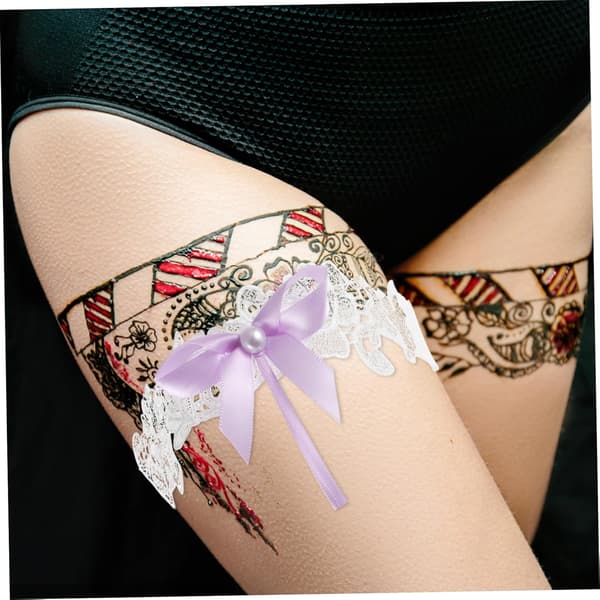 2 st pärlbåge strumpeband Elegant stretch spets blommig brudstrumpebandset