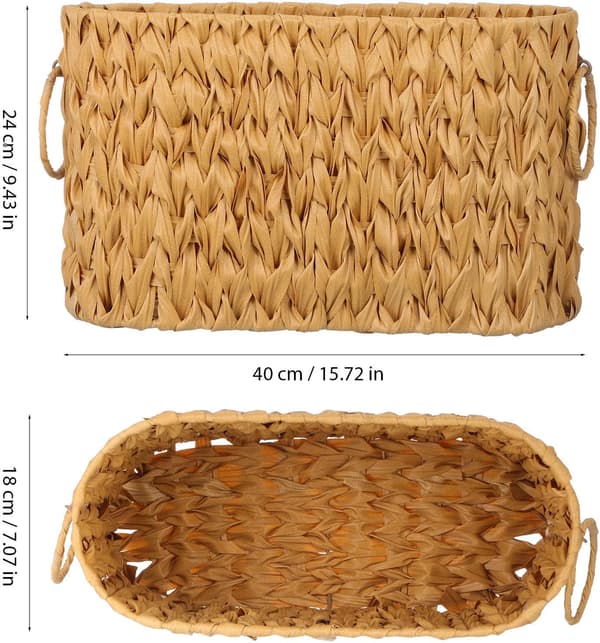 Vävd förvaringskorg Toalettpapperskorg Rektangulär Beige Imitation Rotting PE Material