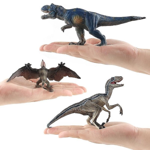 6 stk Jurassic Dinosaur Model Legetøj Tyrannosaurus Rex Velociraptor Dimetrodon Simulation Dinosaur Barn