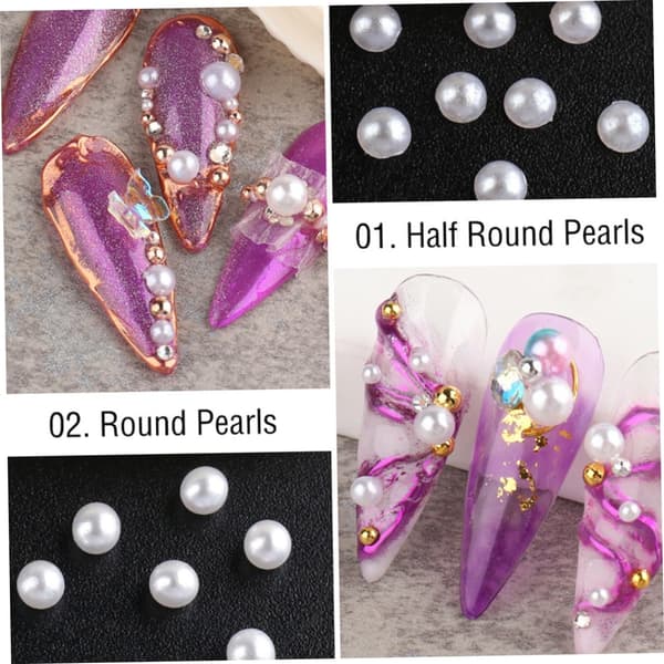 Perle negledekorationer DIY neglekunstperler til manicurepynt til assorterede perler