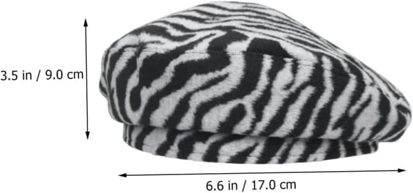 Zebra Korn Baret Varm Plys Hat til Kvinder Maler Stil Efterår og Vinter Blød Behagelig Kasket Sort