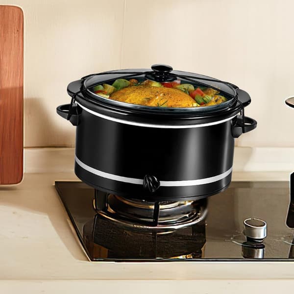 4 stk. lågsikringsrem til slow cooker, sort NBR-materiale, klassisk design, stilfuld