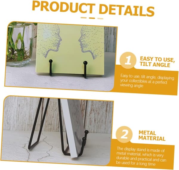 Elegant jernfotorammeholder 3 stk utstillingsstativ for bøker, bilder, solid kunstverkholder for hjemmet