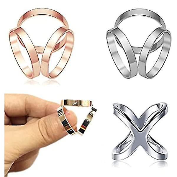 Sjalspænde Klips 4 Stykker Spænde Tre Ringe Mode Ring