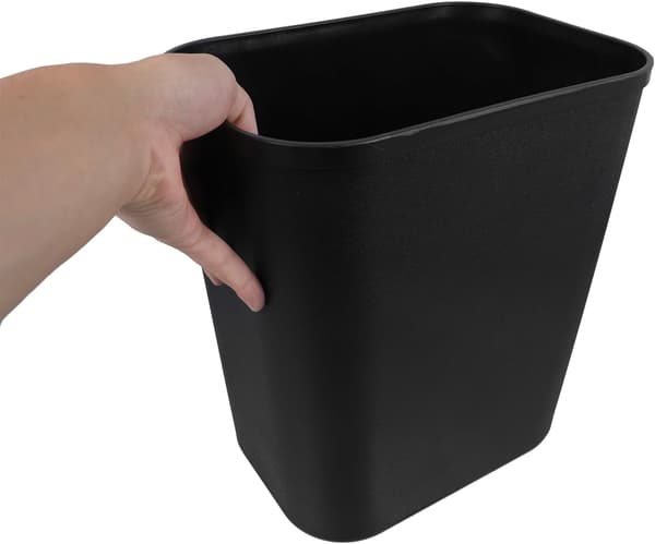 Vaskbar søppelbøtte med stor kapasitet, rektangulær, svart, stilig, enkel design
