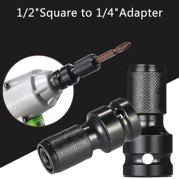4 st Impact Adapter 1/2 Kvadratdrivning till 1/4 Hexskaft Socket Adapter Snabbkoppling Chuck Konverterare