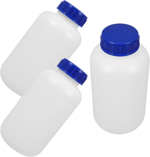 3 st reagensflaskor 1L HDPE förvaringsflaskor med lock läckagesäkra återanvändbara provbehållare