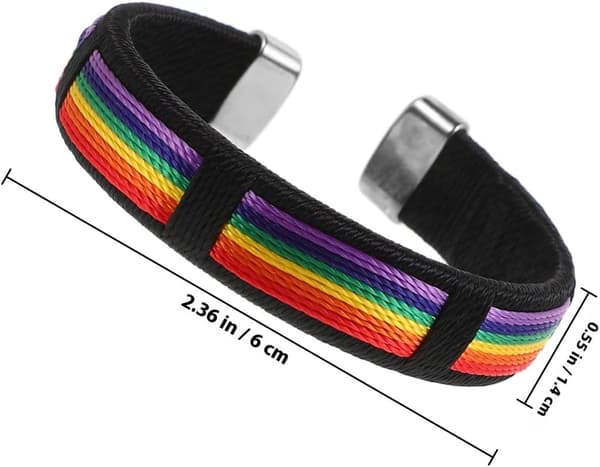 Regnbue mansjettarmbånd i polyester for kvinner, åpent justerbart regnbuearmbånd