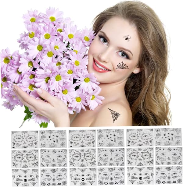 36 ark Halloween Net Web Spider Face Sticker Kit Midlertidige Tatoveringer Edderkopper Halloween Ansiktsklistremerke