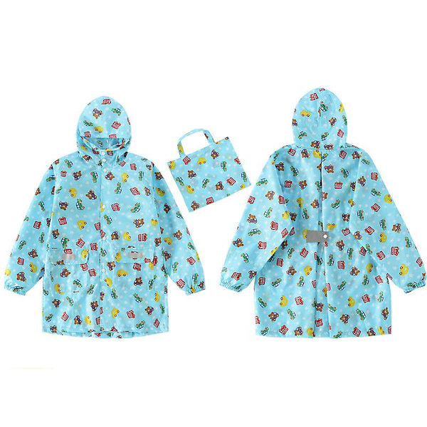 Barnregnkläder, 3D Cartoon Barn Regnrock Jacka Poncho För Pojke Flicka (Gul Bröd) Blue Car S