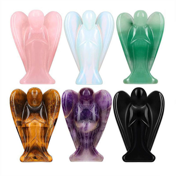 Krystal Engel Dekoration Tigerøje Healing Poleret Natursten Skulptur Statue Håndskåret Søde Figurer