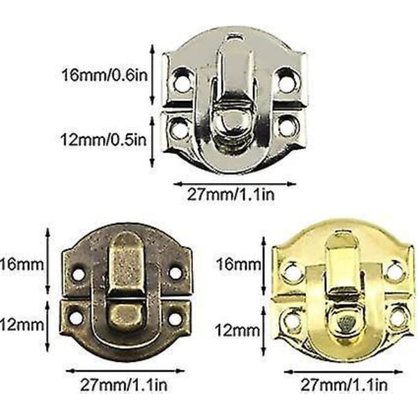 Järn Antik Hasp Gångjärn Haken Trä Låda Spänne Lås Retro med Skruvar