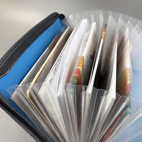 A4-mapp, bärbar, 13 fack, utdragbar, skrivbordsmapp, dragspelsmapp, filbox, två-i-ett, ny, förvaring av provpapper, kontorsmaterial