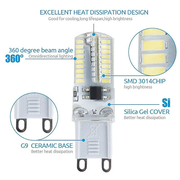 G9 Dæmpbar LED Bi-pin Majs Pære 72led 600lm 5w