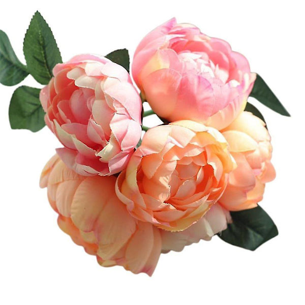 2 Farver 6 Hoveder Kunstige Blomster Pion Brudbuket