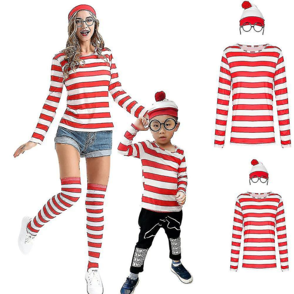 Kostyme for Where's Wally-forestilling Kvinners innovative kostyme Menners Barnhatt Rekvisit Briller XL For Women