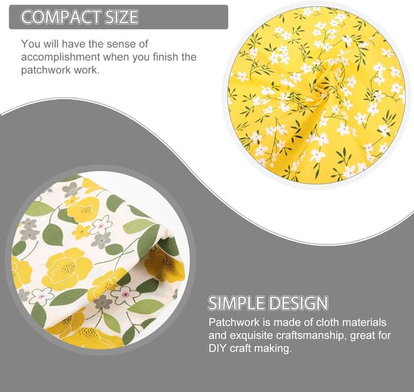 Trykt Patchwork Stofbundt 8 stk. Gule Blomstrede Bomuldsark DIY Syning Tilbehør Quiltet Stof
