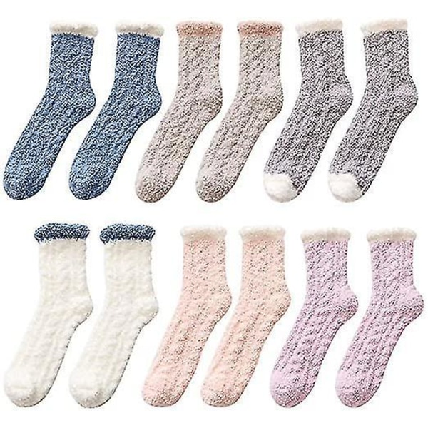 Vinter varme sokker 6 par fluffy hjemmesko sokker kvinder