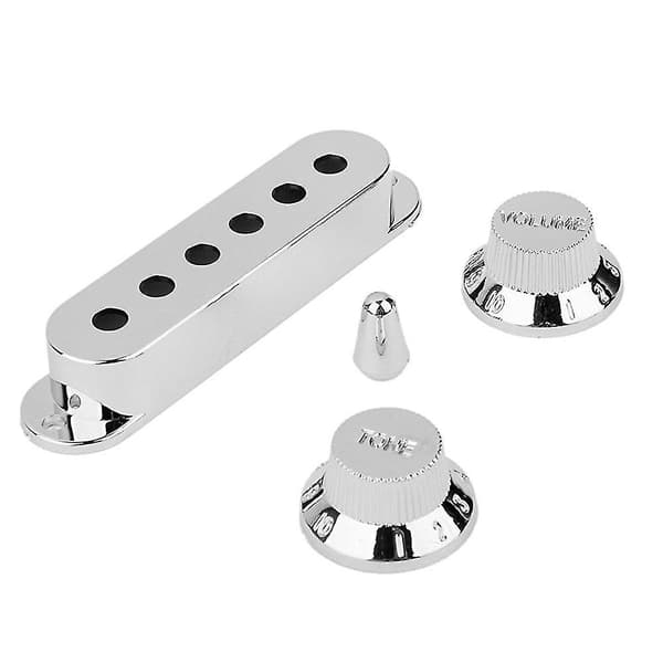 3 st Silver Single Coil Gitarr Pickup-skydd med Ton- och Volymknappar samt Switch-spets