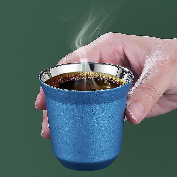 Rostfritt Stål Espresso-kopp Isolering Volymetrisk Kopp Espresso-kopp (2 st, Svart)