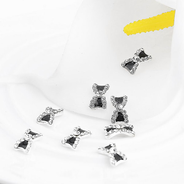 10 stk 3D Metall Rhinestone Sløyfe Negledekorasjoner